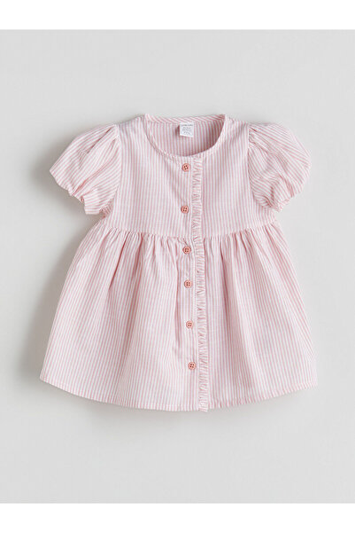 LC Waikiki Gestreiftes Baby-Mädchen-Gabardine-Kleid