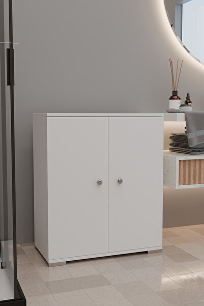 Remaks ŞELALE 3 Bölmeli Banyo Dolabı Deterjan Dolabı Banyo Rafı BEYAZ