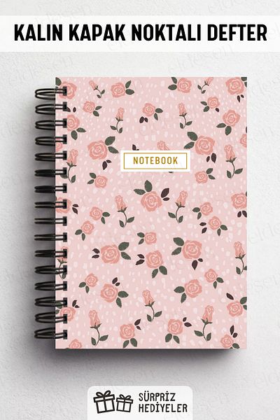 Eldesen Tasarım Spiral Thick Cover Dotted Notebook, A5 Size 80 Sheets 160 Pages, Dotted Notebook