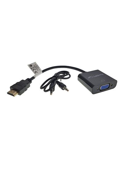 Lanberg Adapter, HDMI to VGA signal converter + 3.5mm female audio jack, AD-0017-BK, Lanberg, unidirectional