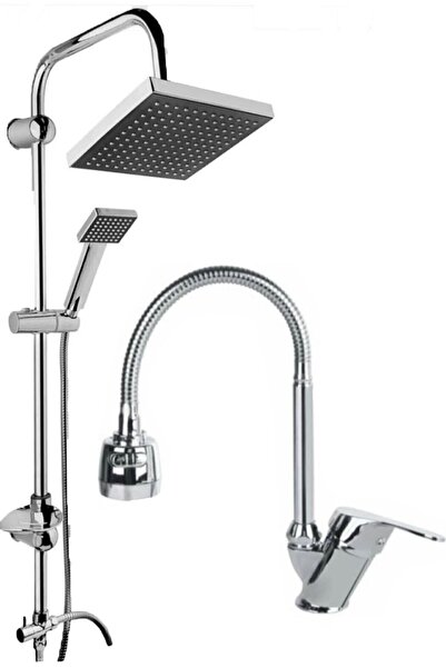 MoonTech Germany Teknoloji Duş Robotu Ve Evye Krom Kubarlı Mutfak Bataryası E...