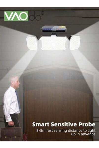 VAODO Solar Lights Outdoor 132 LED Solar Flood Security Lights with IP65 Waterproof 3 Heads Spot Flood