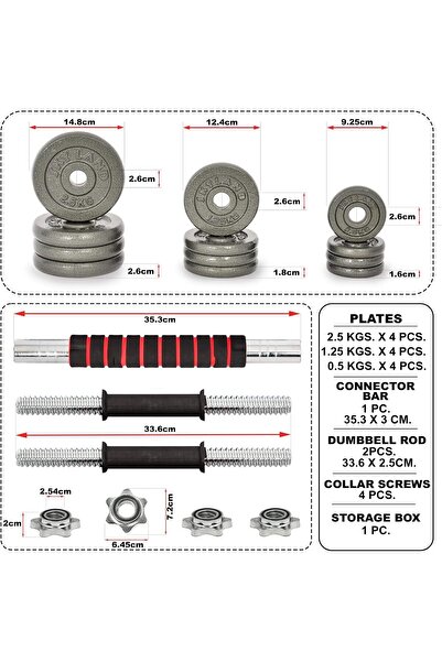SKY LAND Cast Iron Dumbbell Set EM-9229-20 Adjustable 20KG with Connector for Home Gym