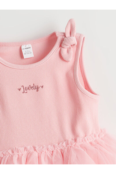 LC Waikiki LCW Kids Pembe Nakışlı Kız Çocuk Kaşkorse Elbise