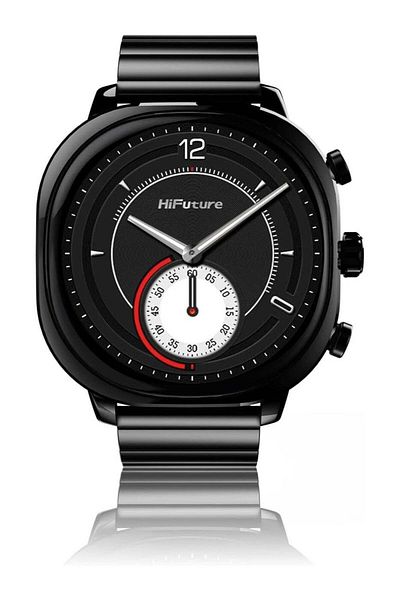 HiFuture FutureFit Aix Stainless Steel Smart Watch With Gorilla Glass, Black