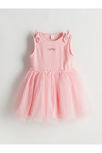 LC Waikiki LCW Kids Pembe Nakışlı Kız Çocuk Kaşkorse Elbise