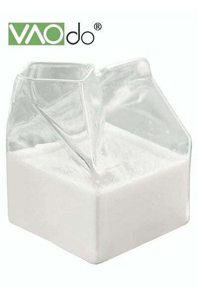 VAODO Thickened Glass Milk Cup High Temperature Resistance Transparent Glass Coffee Cup Creative Milk Box