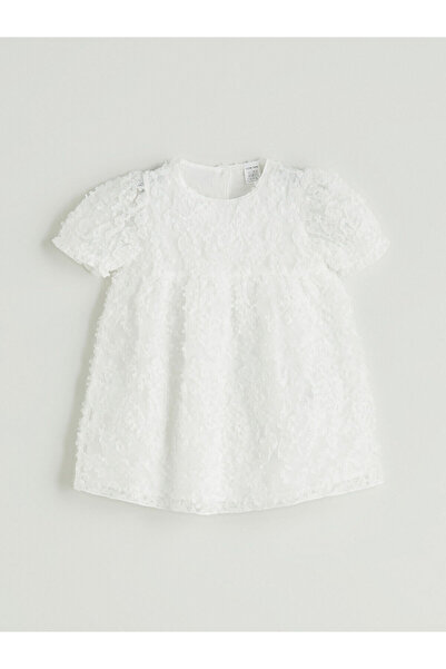 LC Waikiki Nevavm Flower Appliqued Baby Girl Dress with a Difference