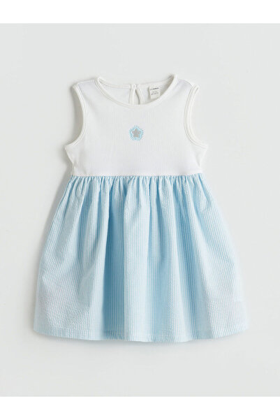 LC Waikiki LCW Kids okrugla kragna Cvjetna haljina za devojčice Rebrasta plet...