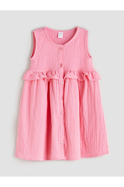 LC Waikiki New Season Front Buttoned Muslin Girl's Dress