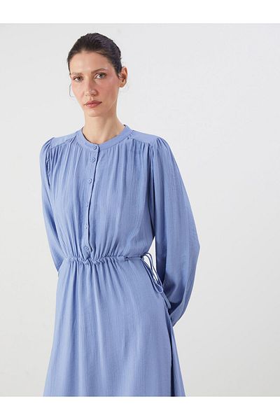LC Waikiki Purple Crew Neck Textured Dress