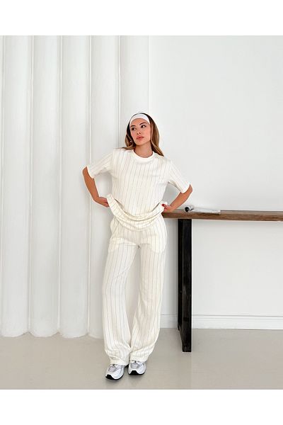 badibadii Women's Diamond Blouse Elastic Waist Trousers Modal Suit 3089 60283231
