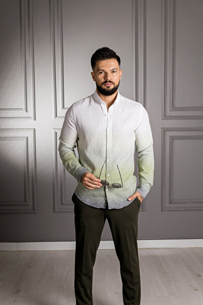 Sarar Interviu Sarar Carina Cămașă din bumbac și in, alb, verde