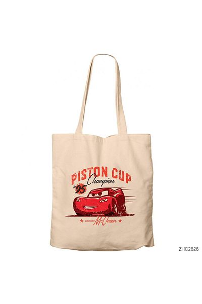 Z zepplin Cars Piston Cup Cream Zippered Cloth Bag Gabardine