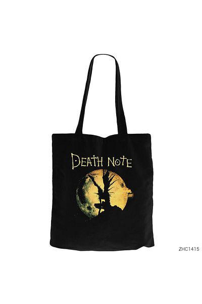 Z zepplin Death Note Moon Black Zippered Cloth Bag Gabardine