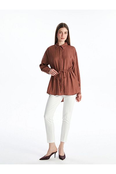 LC Waikiki Brown Textured Dobby Women's Shirt Tunic