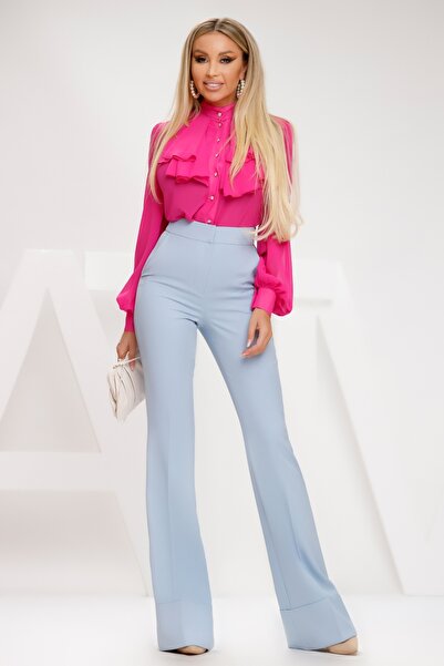 Atmosphere Fashion Blue flared trousers with cuffs