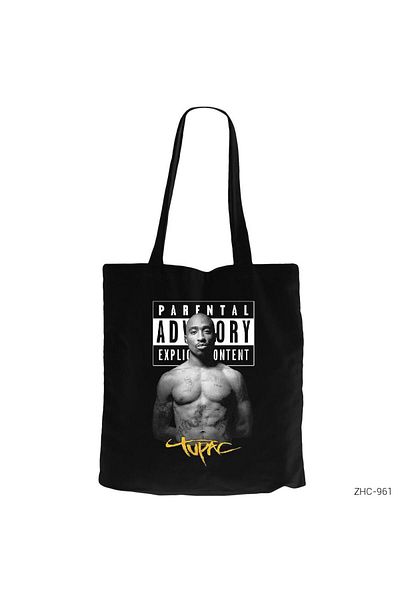Z zepplin Tupac Parental Advisory Black Zipper Cloth Bag Gabardine