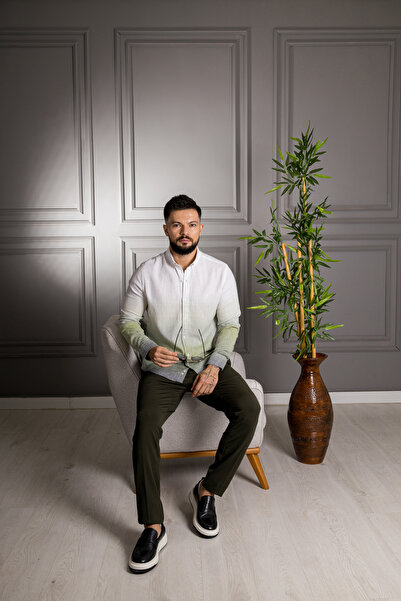 Sarar Interviu Sarar Carina Cămașă din bumbac și in, alb, verde