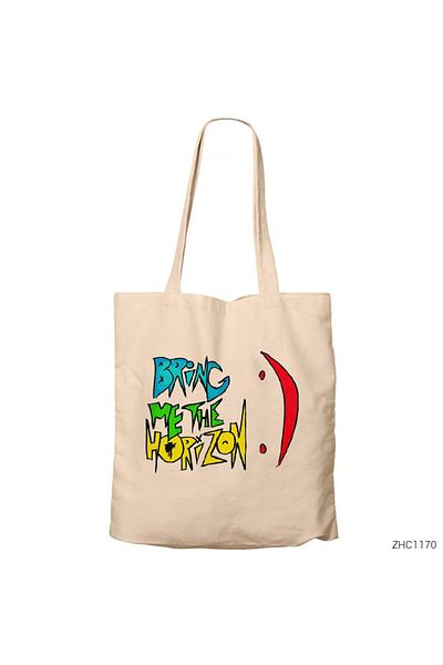 Z zepplin Bring Me the Horizon Color Cream Zippered Cloth Bag Gabardine