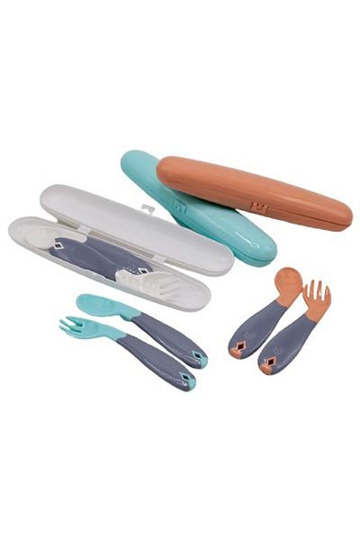 MBB ETİCARET BabyJem Angled Food Spoon Fork Set 703 Gray