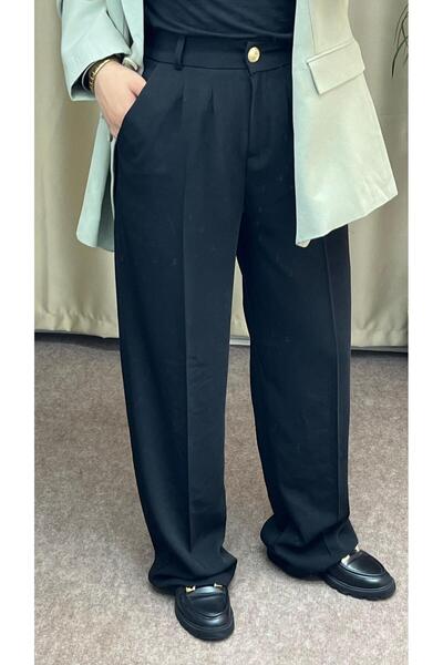 lamina Gold Düğmeli Palazzo Pantolon