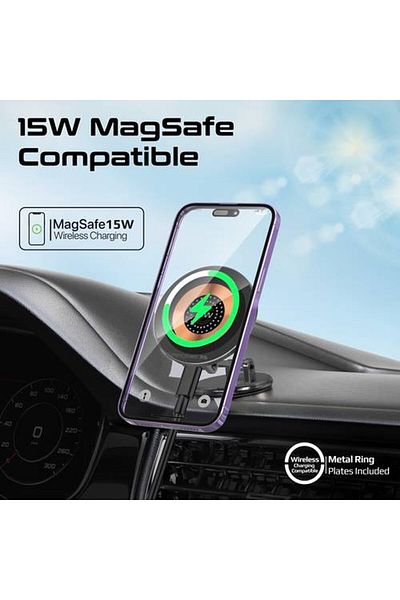 Promate MagSafe Ultra-Fast Wireless Car Charger, 15W Charging Power