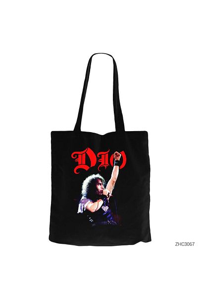 Z zepplin Dio We Rock Black Zippered Cloth Bag Gabardine