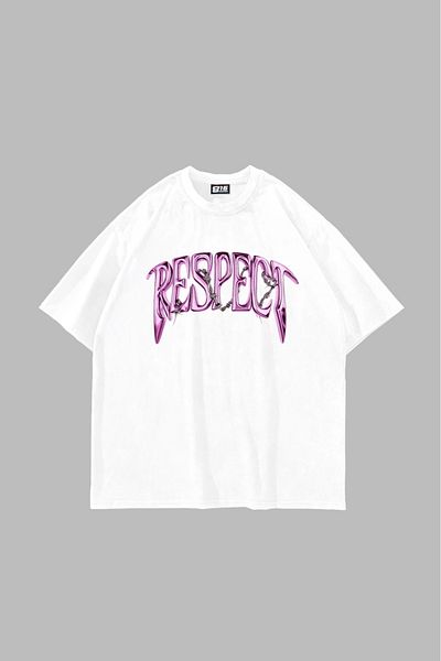 Sekizbiraltı Respect Printed Oversize Unisex White Tshirt