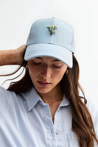Külah Premium Baseball Cap with Baby Blue Cactus Pin Badge