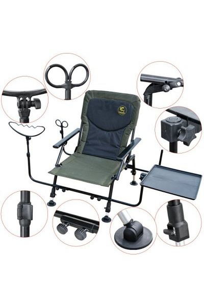 Baracuda Scaun de pescuit cu feeder TFC 025A, verde, accesorii multiple