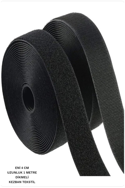 Kezban Tekstil SİYAH Dikmeli Kaliteli Cırt Bant,çift Taraflı Cırt En 4cm X Bo...