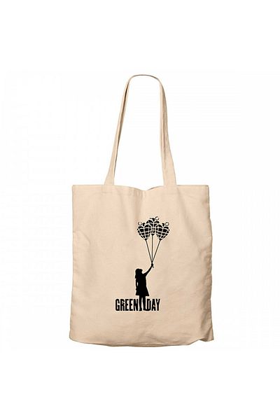 Z zepplin Green Day Girl Cream Zippered Cloth Bag Gabardine