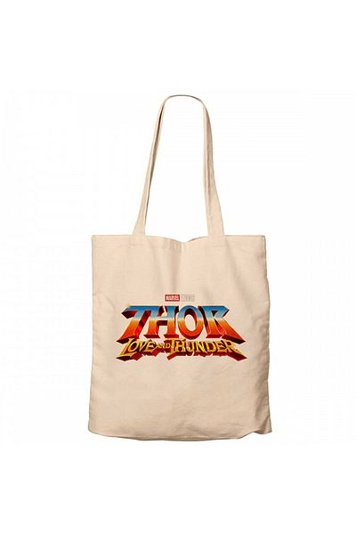 Z zepplin Thor-Love and Thunder Logo Cream Zipper Cloth Bag Gabardine