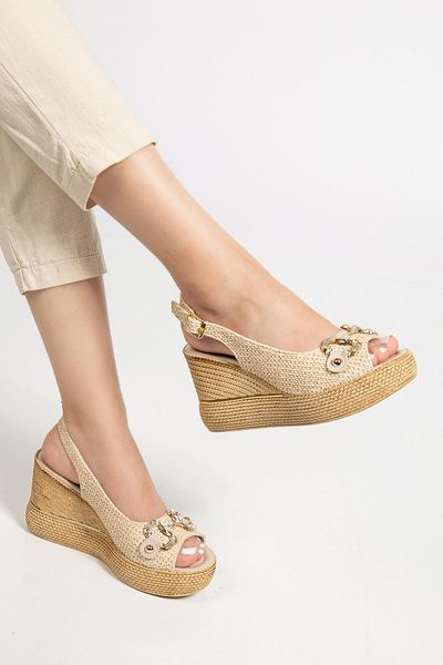 SUİNS SHOES Suins Twine Model Women's Stone Platform Sandals