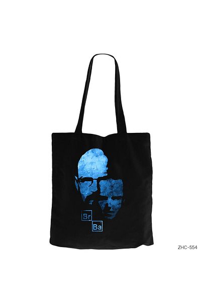 Z zepplin Breaking Bad Blue Sky Walt n Jesse Μαύρη υφασμάτινη τσάντα με φερμουάρ Gabardine