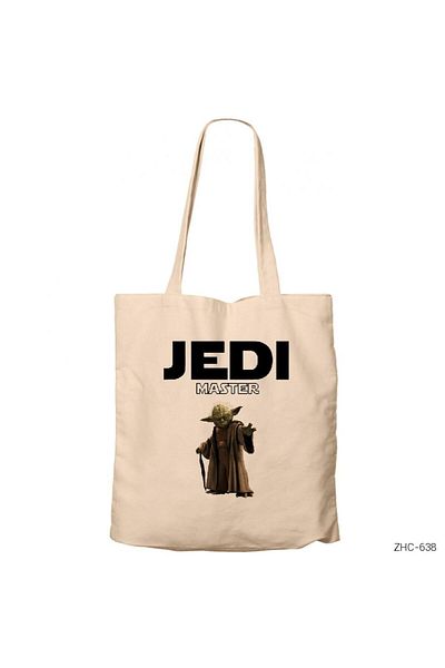 Z zepplin Star Wars Yoda Jedi Master Cream Zipper Cloth Bag Gabardine