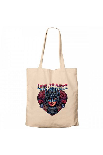 Z zepplin Thor Love X Thunder Cream Zippered Cloth Bag Gabardine