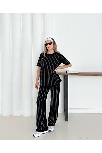 badibadii Women's Diamond Blouse Elastic Waist Trousers Modal Suit 3089 60283231
