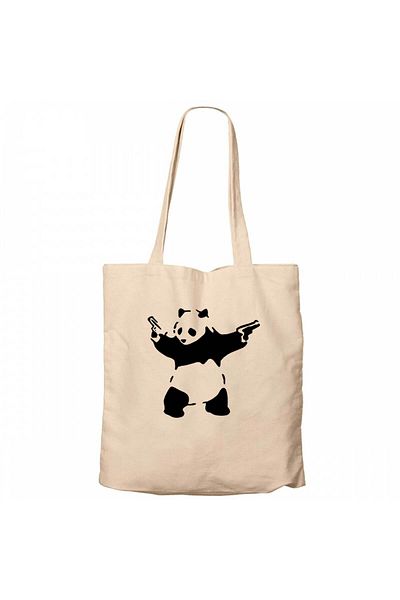 Z zepplin Panda Guns Black Zippered Cloth Bag Gabardine