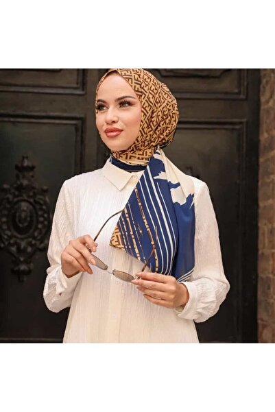 PİRAMİT FENDİ VUAL ŞAL LACİVERT GOLD