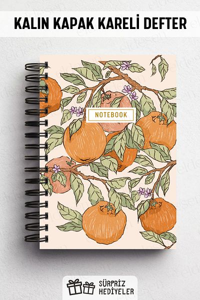 Eldesen Tasarım Spiral Thick Cover Checkered Notebook, A5 Size 80 Sheets 160 Pages, Checkered Notebook