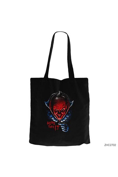 Z zepplin It Here Take Black Zippered Cloth Bag Gabardine