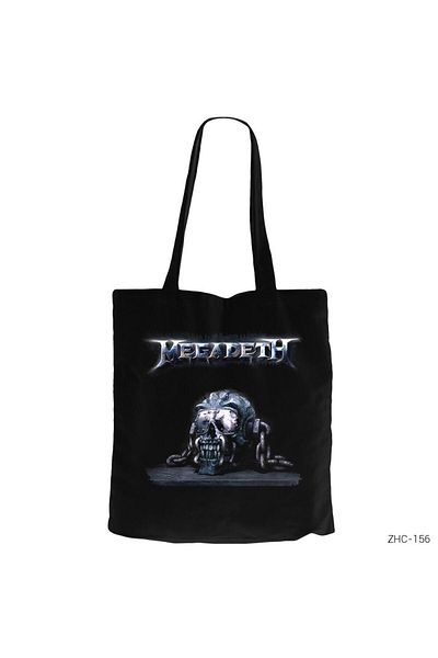 Z zepplin Geantă din pânză cu fermoar neagră Megadeth Skull Chain Gabardine
