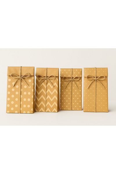 HDF PAZARLAMA Point Patterned 50 Pieces 18*8*24 Kraft Presentation Paper Bag Without Handle (Wedding, Engagement, China Etc)