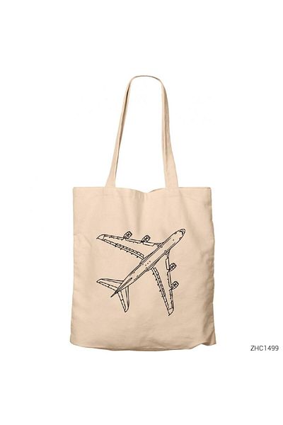 Z zepplin Airbus A380 Top Cream Zippered Cloth Bag Gabardine