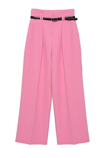 Quzu Belt Detailed Trousers Pink