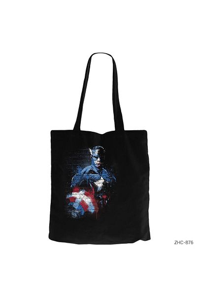 Z zepplin Captain America Stencil 2 Black Zipper Cloth Bag Gabardine