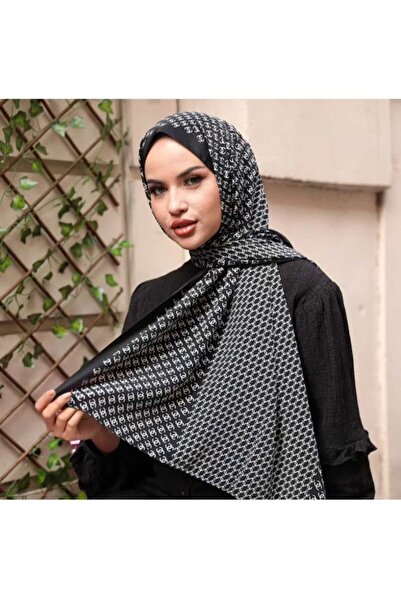 PİRAMİT CHANEL VUAL ŞAL SİYAH BEYAZ