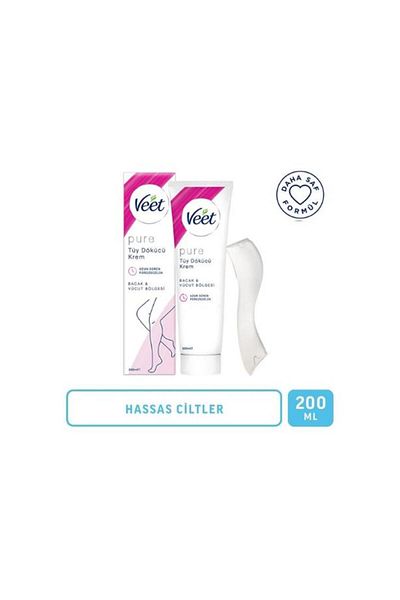 Veet كريم إزالة الشعر النقي للبشرة الحساسة في منطقة الساق والجسم 200 مل